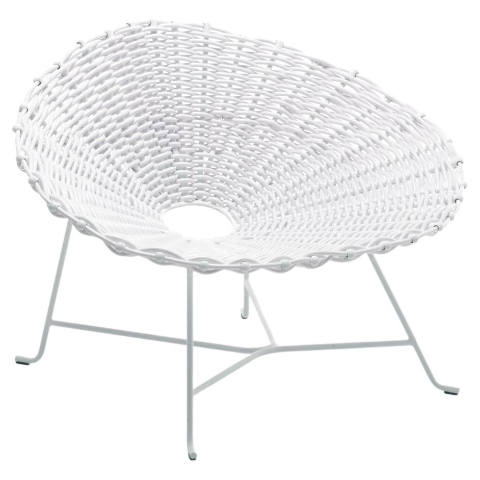 Gervasoni Sweet 27 Armchair in White Lacquered Metal & Woven PVC by Paola Navone For Sale