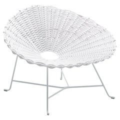 Gervasoni Sweet 27 Armchair in White Lacquered Metal & Woven PVC by Paola Navone