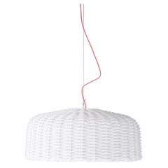 Gervasoni Sweet 95 Suspension Lamp in Woven Glossy White PVC by Paola Navone