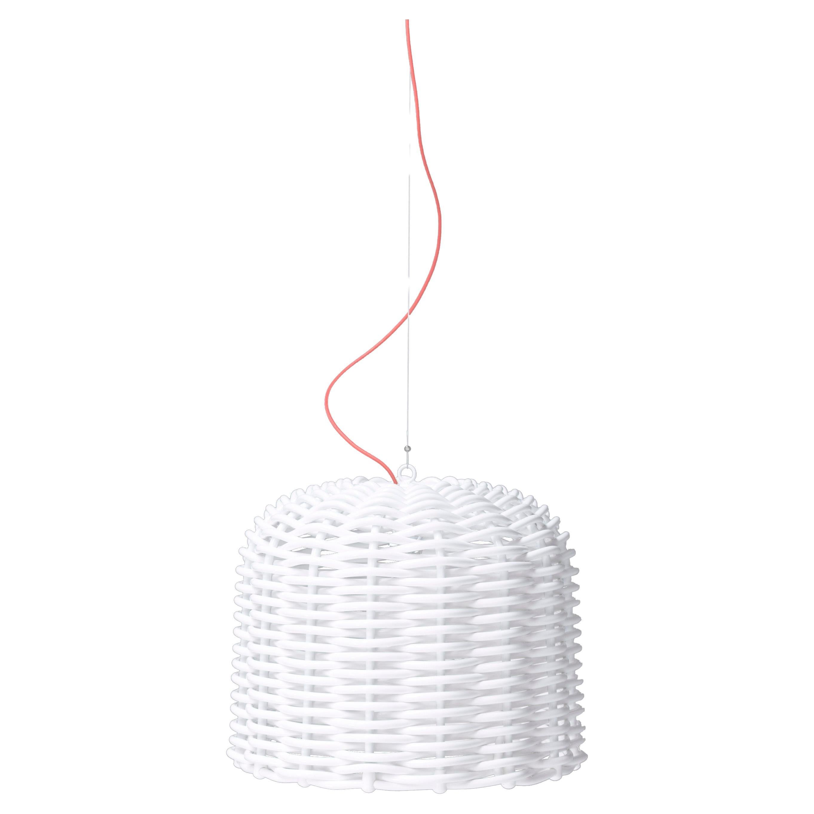 Gervasoni Sweet 96 Suspension Lamp in Woven Glossy White PVC by Paola Navone For Sale