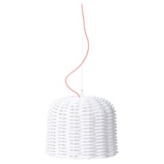 Gervasoni Sweet 96 Suspension Lamp in Woven Glossy White PVC by Paola Navone