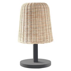 Gervasoni Table Lamp in Black Lacquer with Rattan Core Shade by Paola Navone