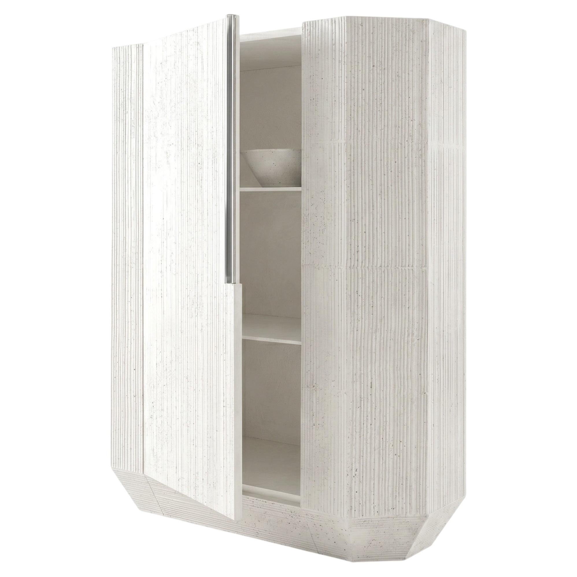 Gervasoni TAPIES 85 Sideboard – One-door sideboard cement-effect finish - Gypsum