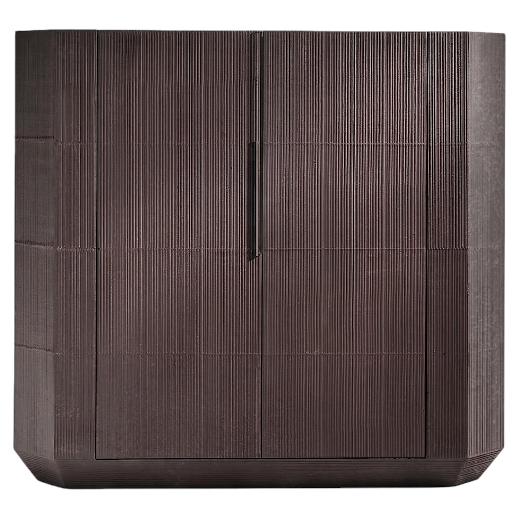 Gervasoni TAPIES 86 Sideboard - Two-door sideboard, cement-effect finish Basalt For Sale