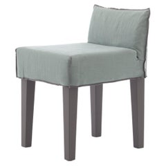 Fauteuil Gervasoni avec pieds laqués gris et tissu d'ameublement Acqua de Paola Navone