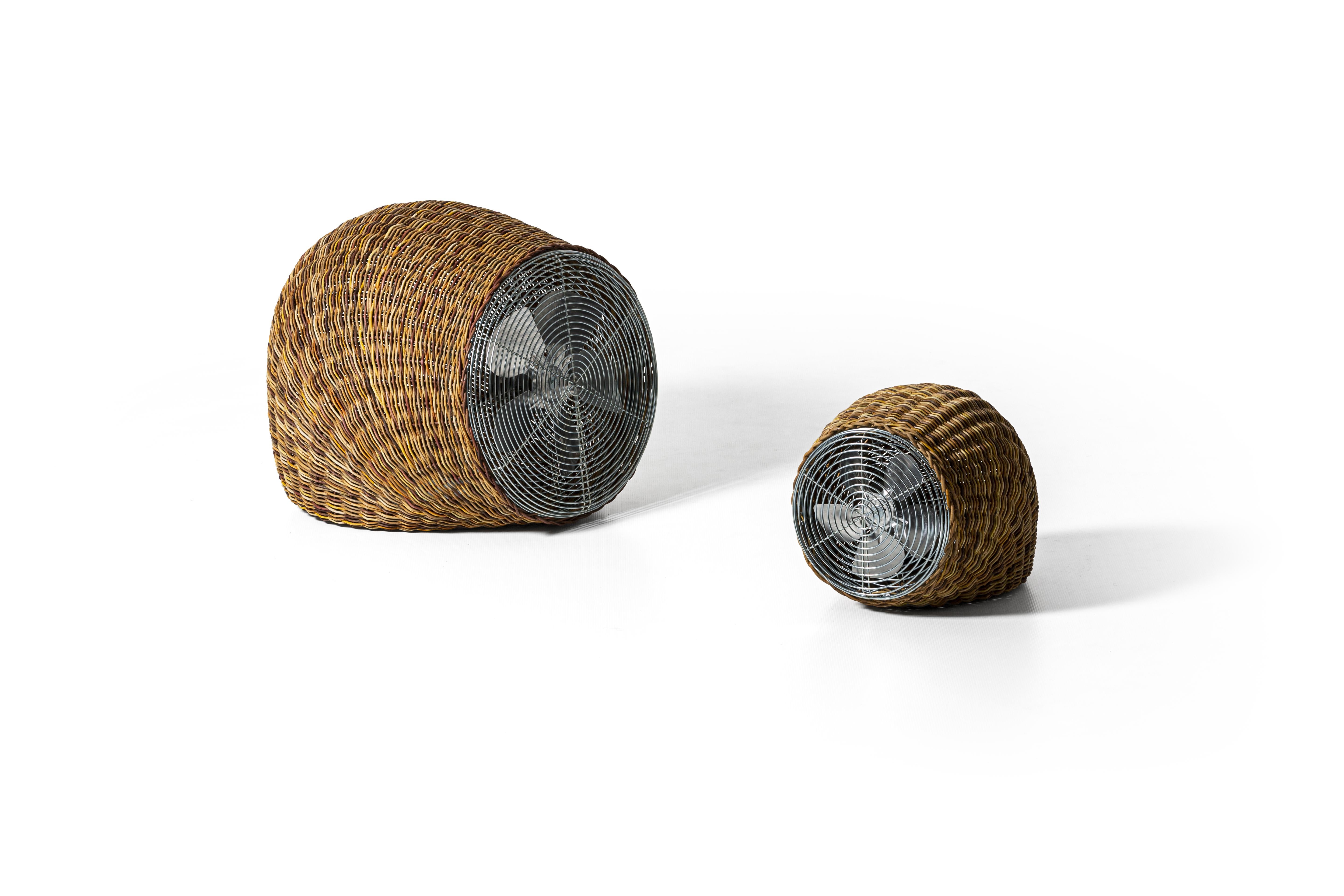Modern Gervasoni Wind Table Fan in Handwoven Dark Pulut by Jasper Startup For Sale