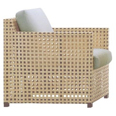 Sillón Gervasoni WK de haya con cuero trenzado y cojines by Paola Navone
