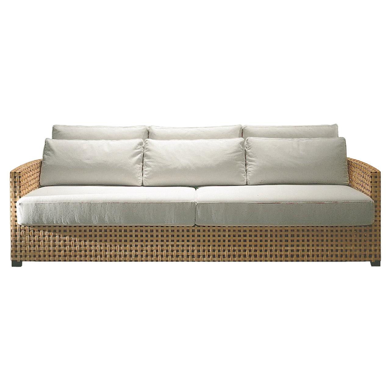 Gervasoni WK Large Sofa in Beech with Woven Rawhide & Cushions by Paola Navone For Sale