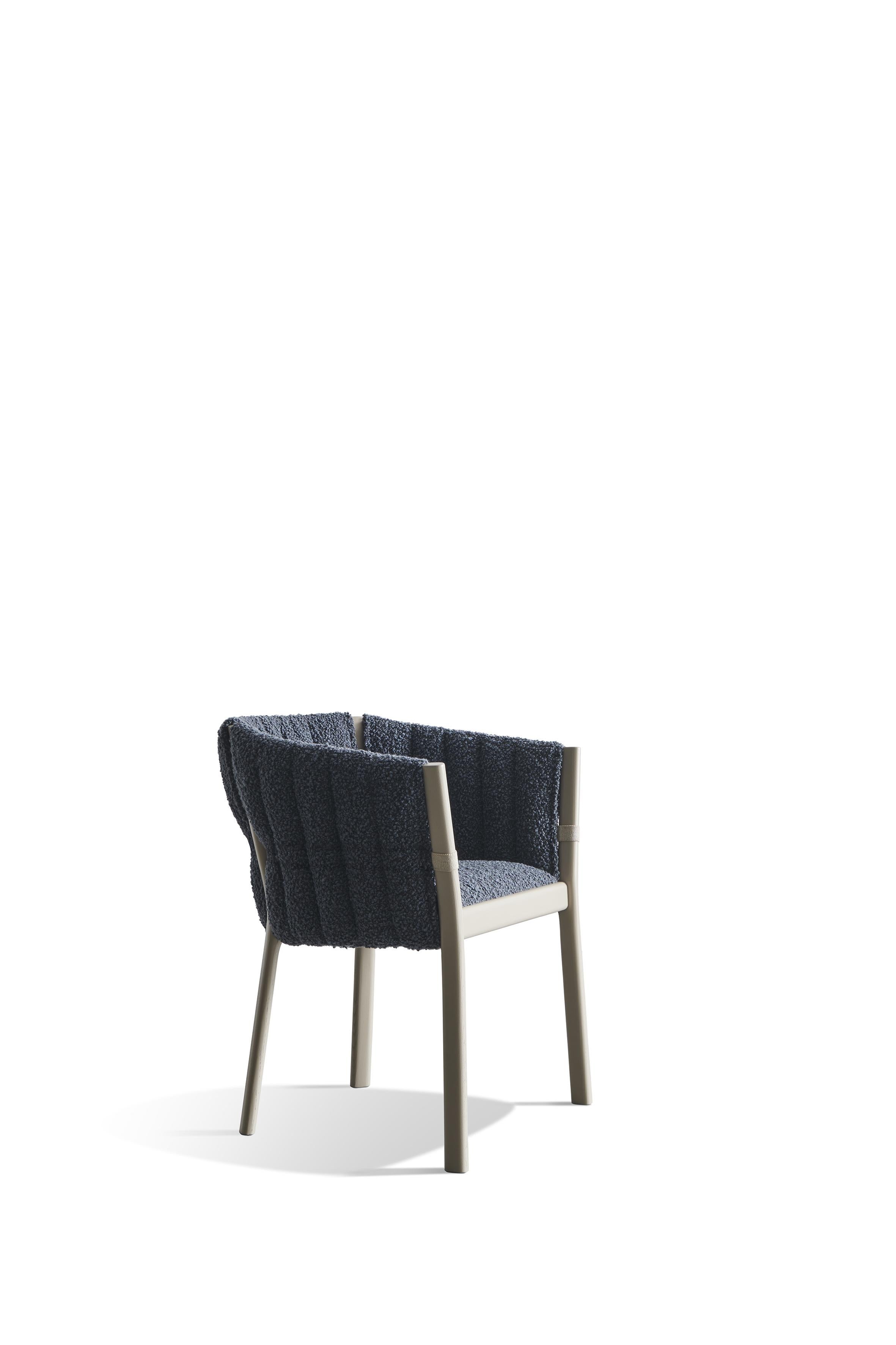 The collection of chairs Yelek, a Turkish term for Gilet, is inspired by a tailored jacket. With the same philosophy devoted to attention to detail as the world of haute couture, Yelek is defined by a coulisse integrated into the structure that