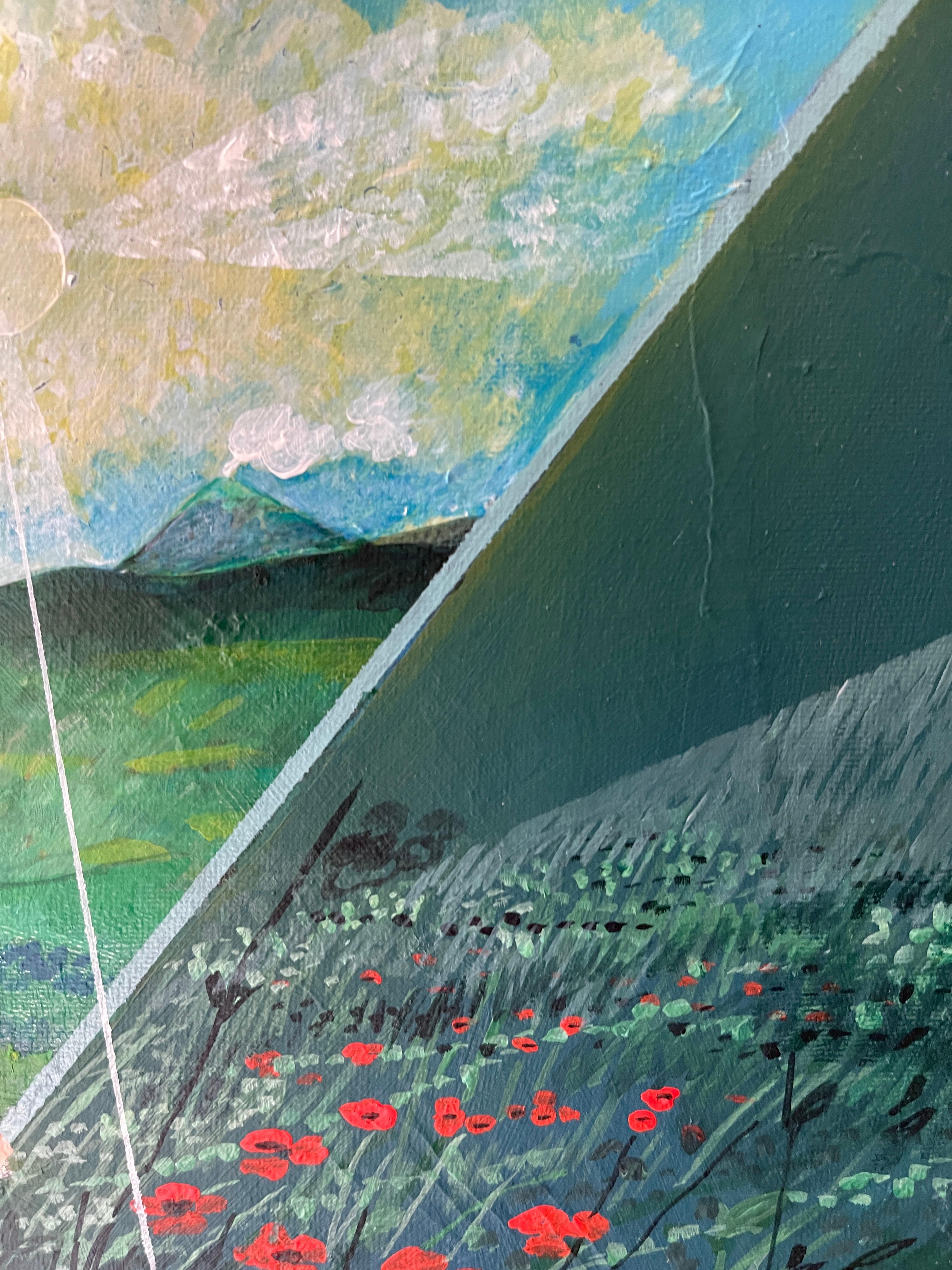 Gery Scalzo Polyhedric Sunbeam Sicilian Poppy Landscape Painting For Sale 1