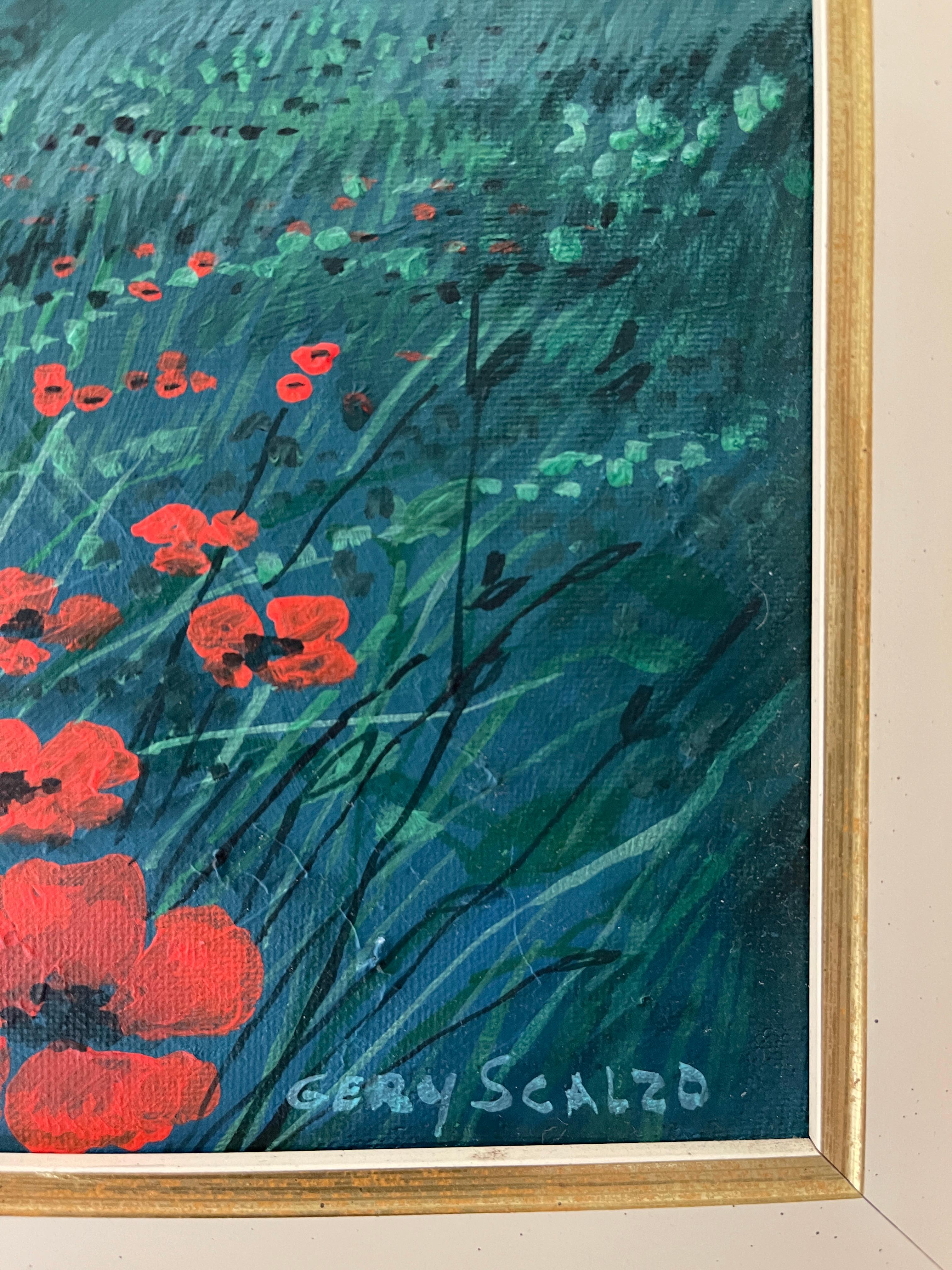 Gery Scalzo Polyhedric Sunbeam Sicilian Poppy Landscape Painting For Sale 2