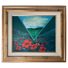 Vintage Gery Scalzo Polyhedric Sunbeam Sicilian Poppy Landscape Painting