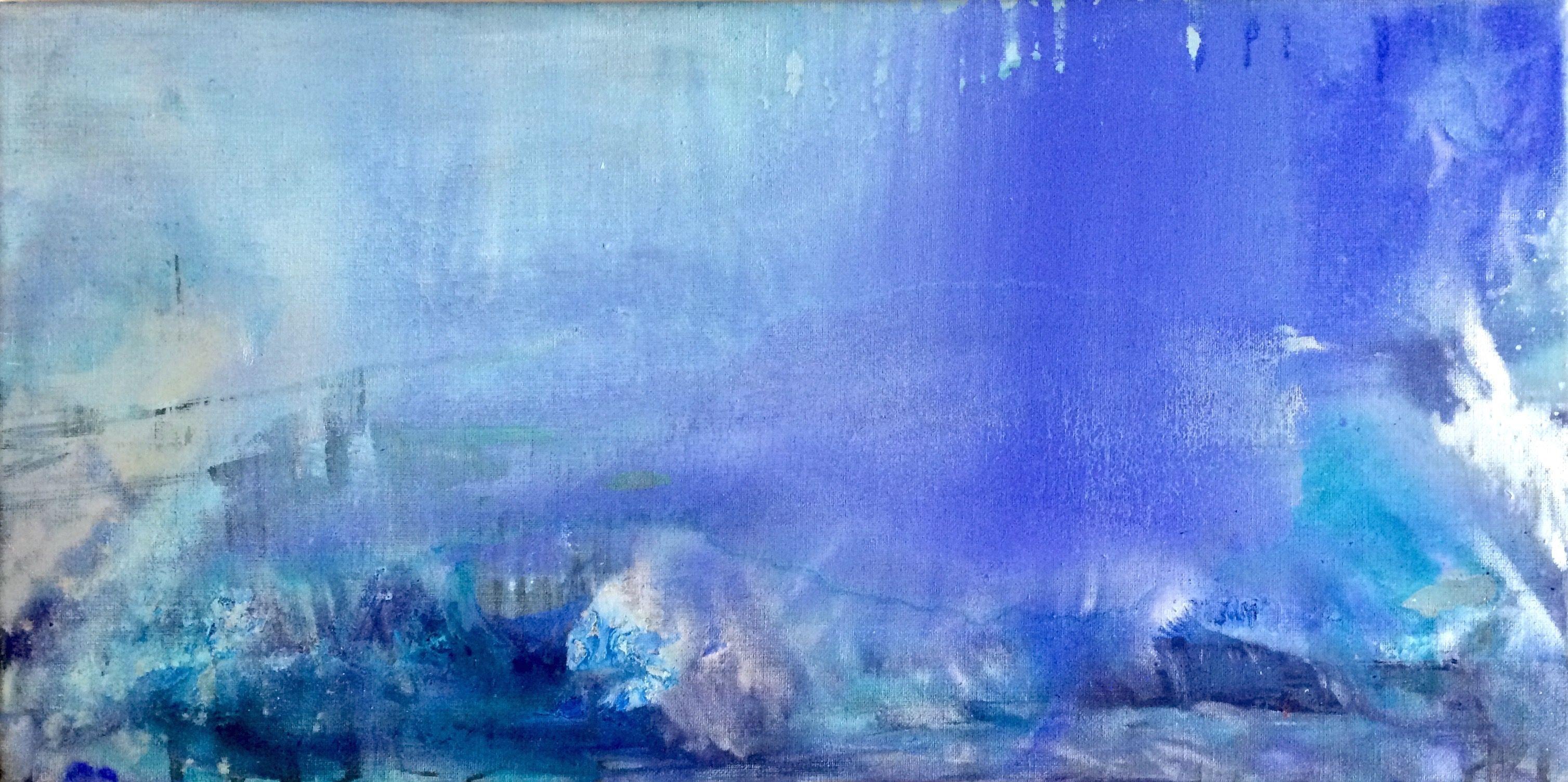 Blue Light, Painting, Gouache on Canvas