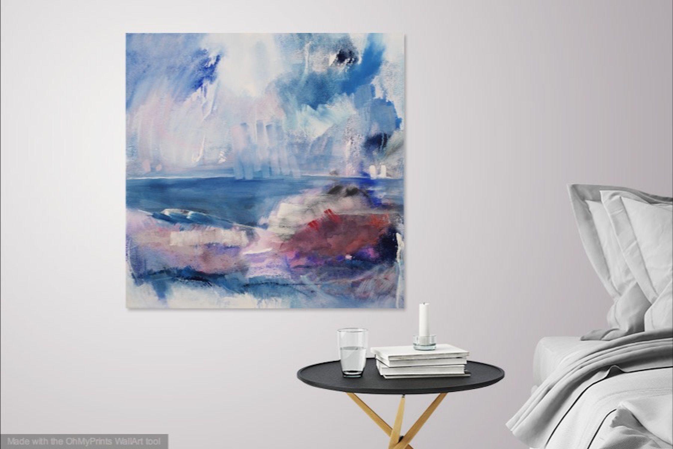 Mundo azul, Pintura, Gouache sobre lienzo - Painting de Gesa Reuter
