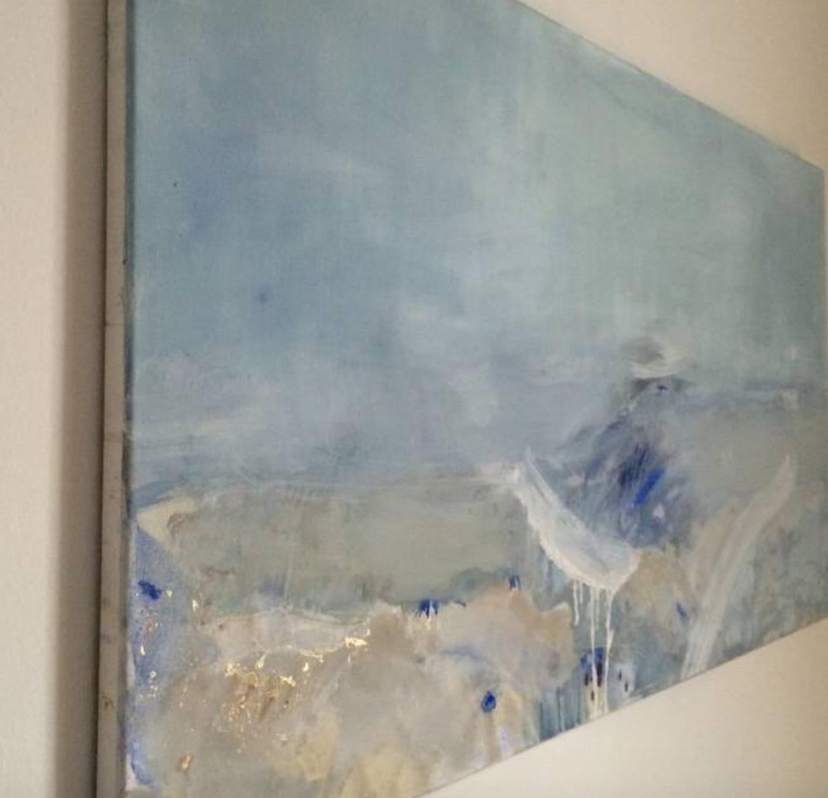 Golden Sands, Painting, Oil on Canvas - Gray Abstract Painting by Gesa Reuter