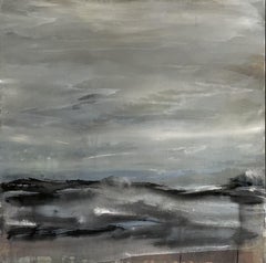 Stormy Sea, Painting, Gouache on Canvas