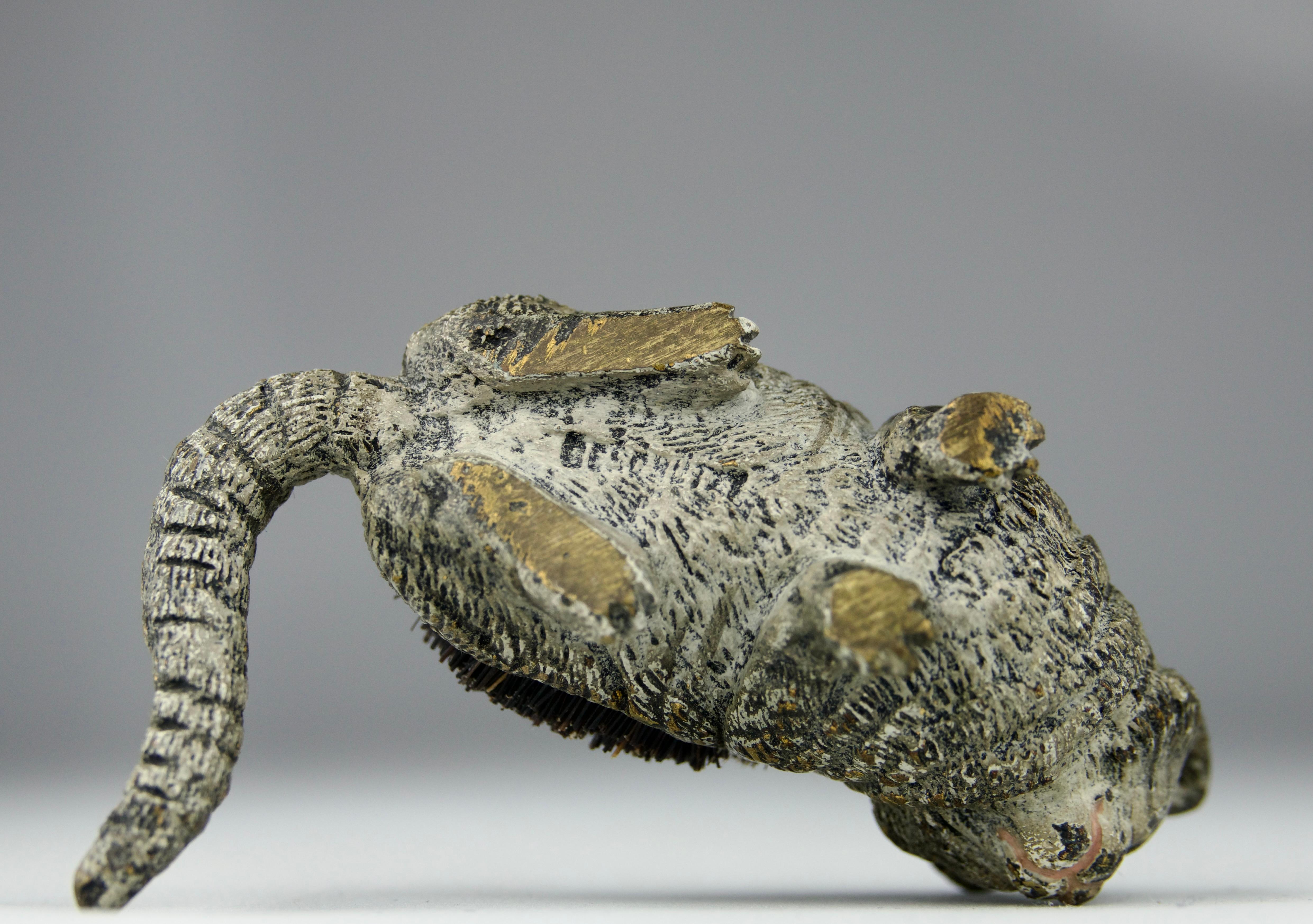 Austrian Cat, Vienna Bronze Sculptural Quill Cleaner, Austria 1900s For Sale