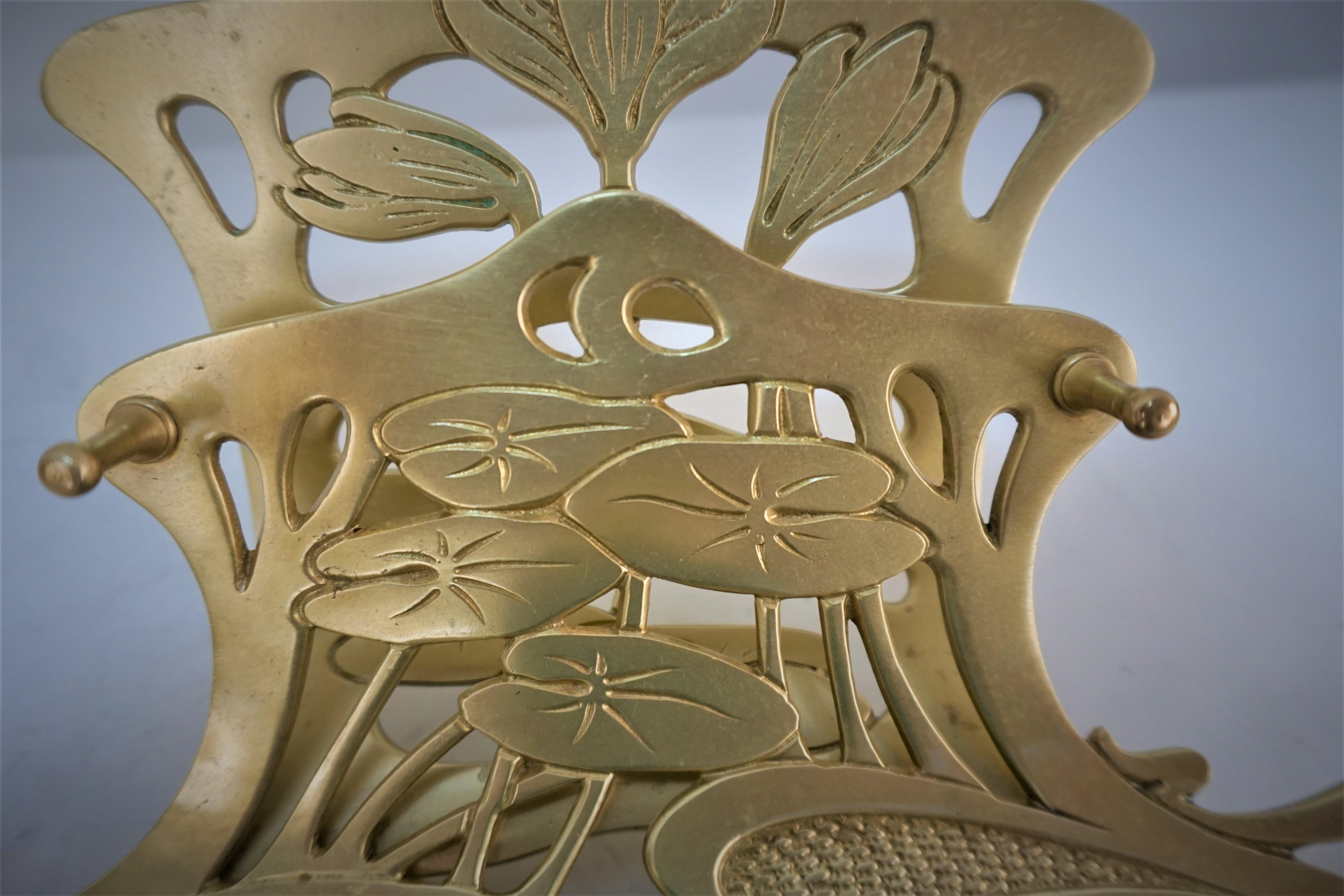 Geschutzt Viennese Art Nouveau Bronze Inkwell with Art Glass Inkwell 4