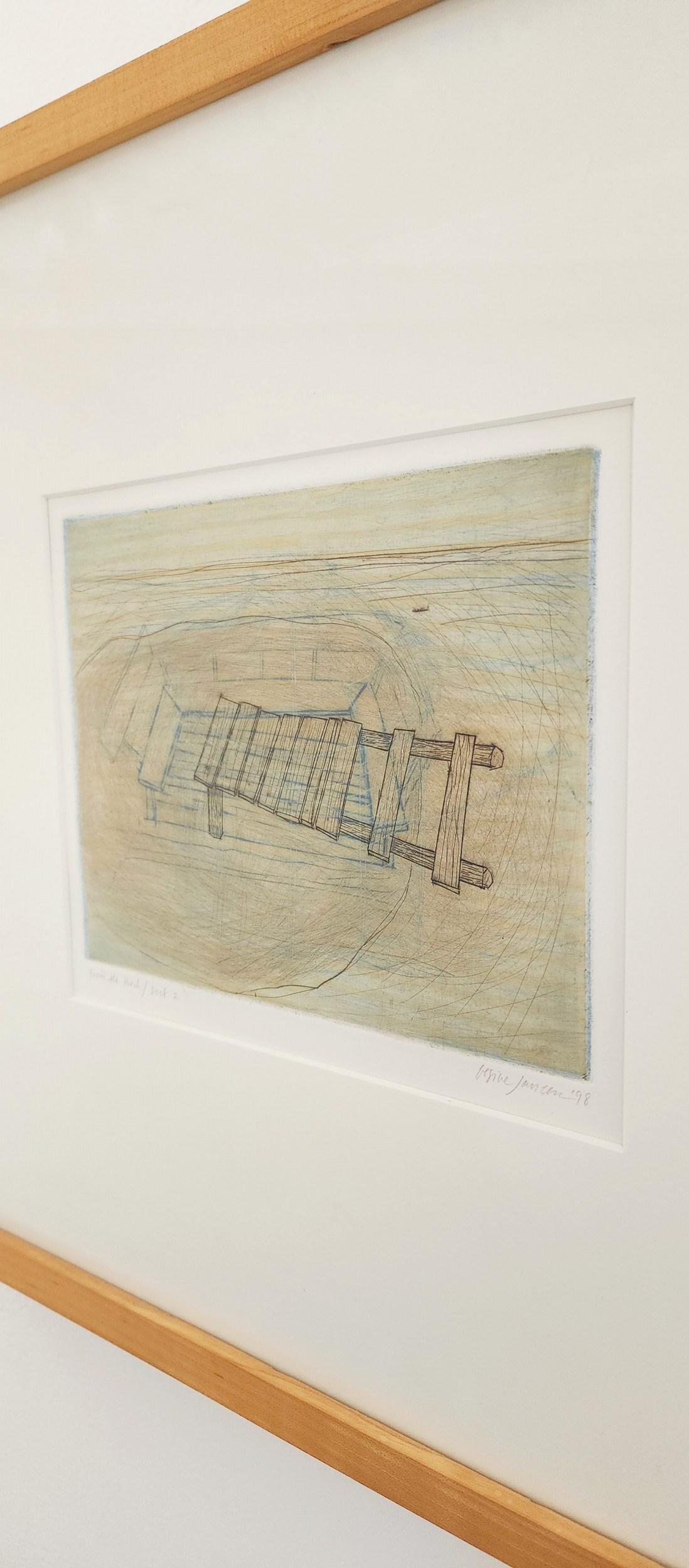 Gesine Janzen
From the Porch / Dock 2
Woodcut
Year: 1998
Size: 6.5 x 8 inches
Framed: 16 x 17 inches - Natural wood, light
Signed, dated and titled by hand
Comes with original papers
COA provided
Ref.: 924802-1023

Janzen is Associate Professor of