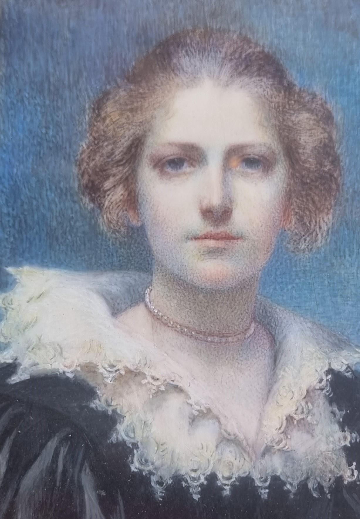 Retrato Bella Mujer SALOMAN Aguada Pintor sueco danés XIX en venta 1