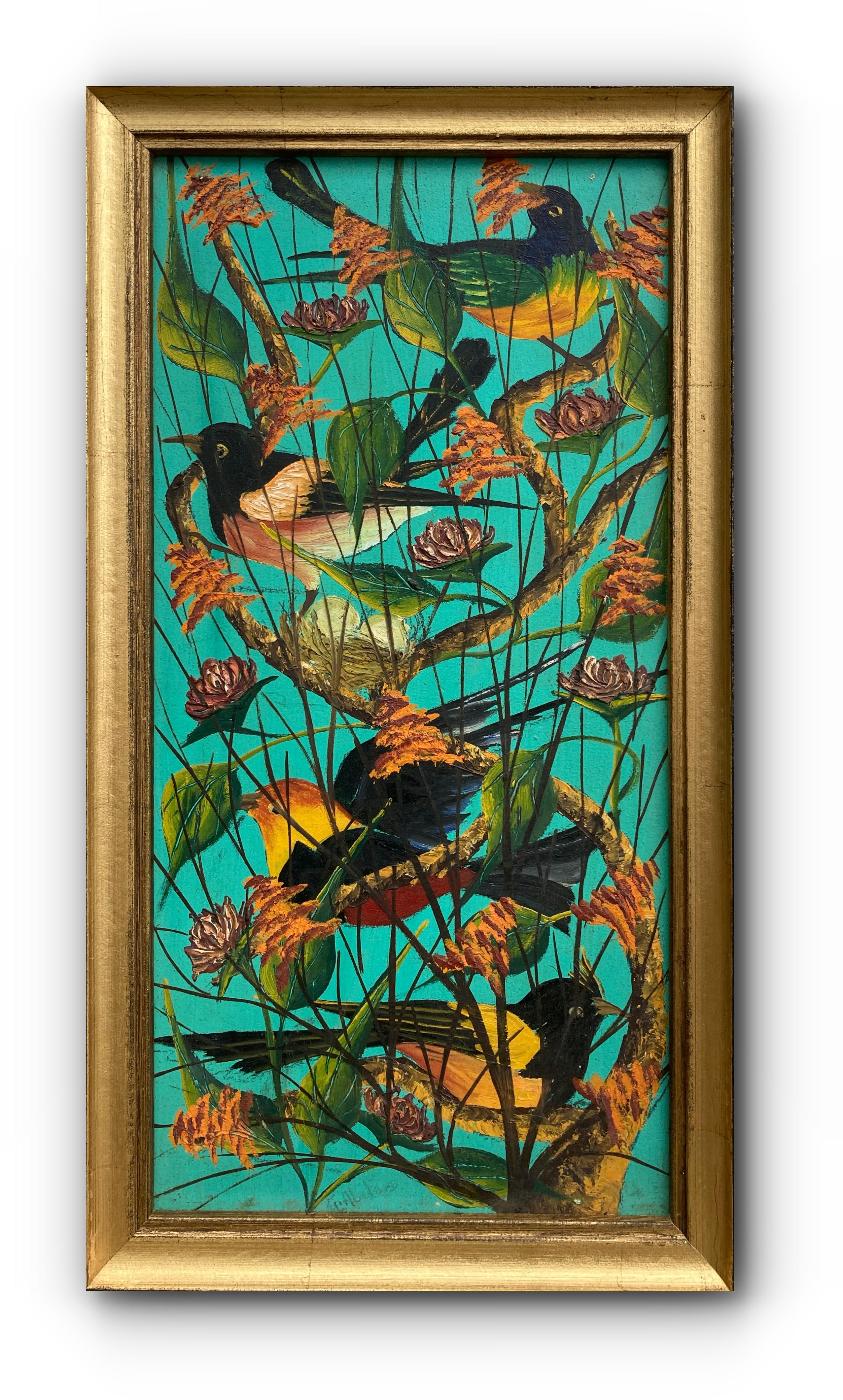 Gesnar Abelard Landscape Painting - Birds in a Tree (framed) - Haitian Artist Gesner Abelard