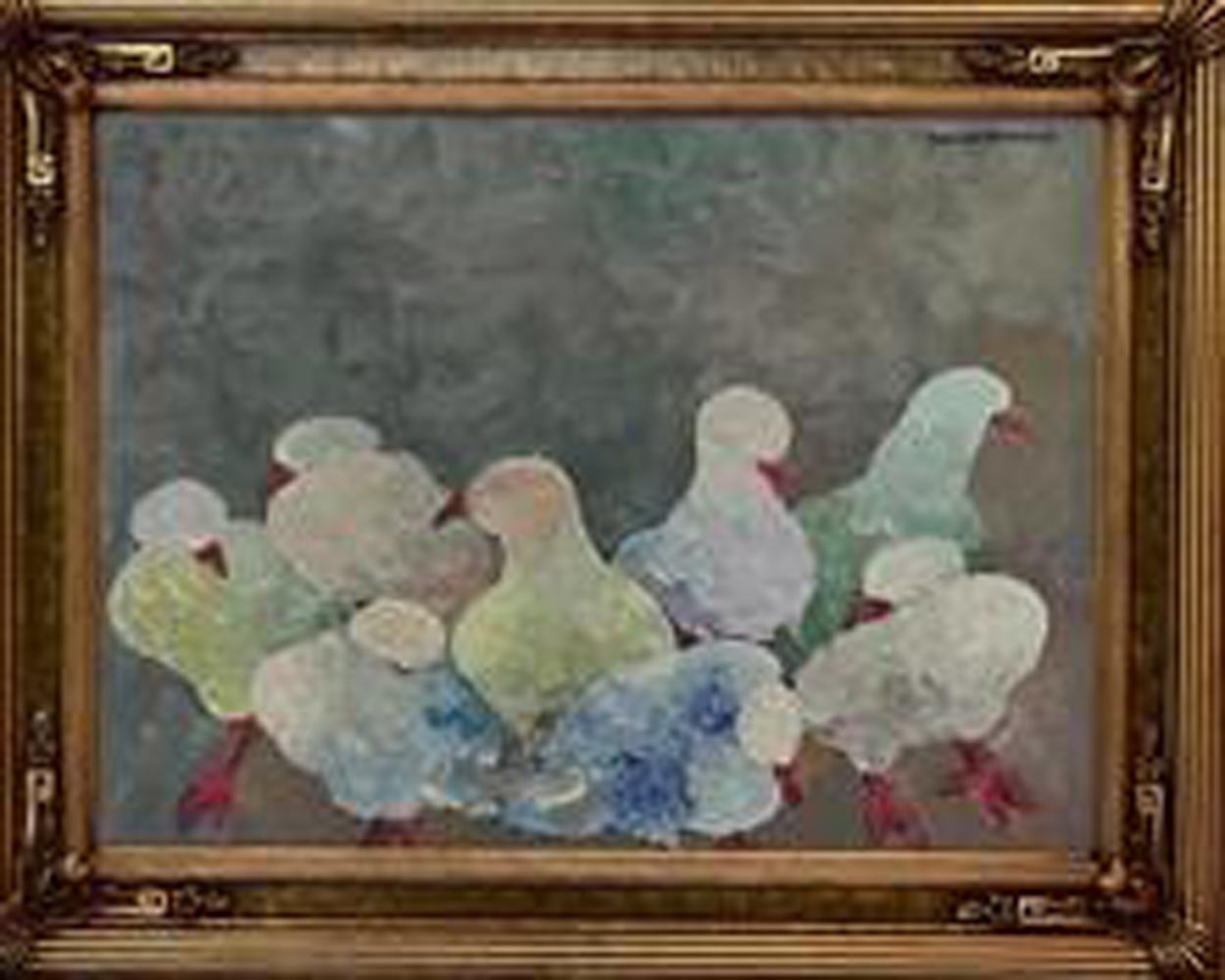 The Pigeons - Painting by Gesner Armand