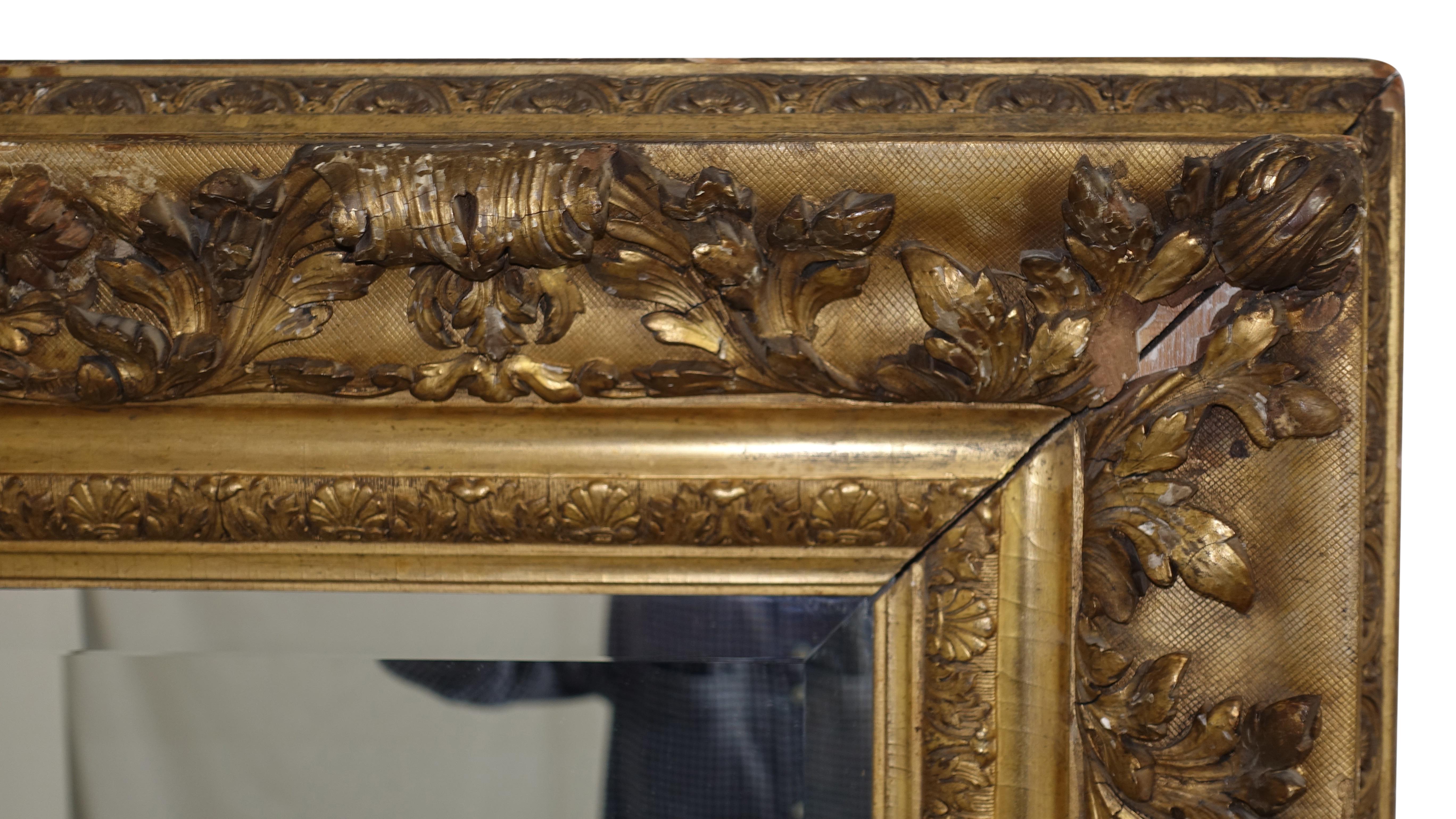 Spiegel mit Gesso- und geschnitztem vergoldetem Rahmen, englisch, 19. Jahrhundert (Englisch) im Angebot