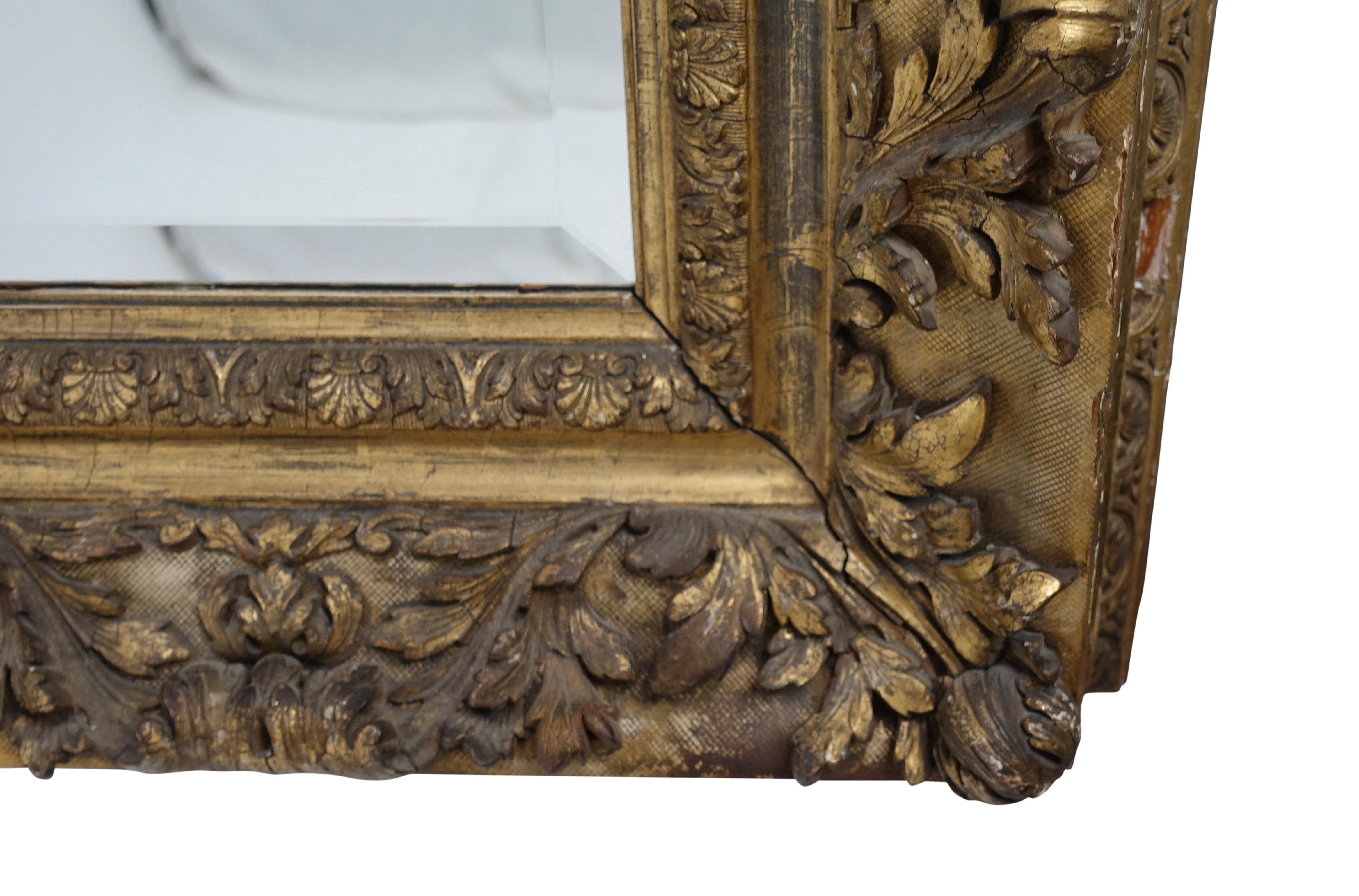 Mid-19th Century Gesso and Carved Gilt Framed Mirror, English, 19th Century For Sale