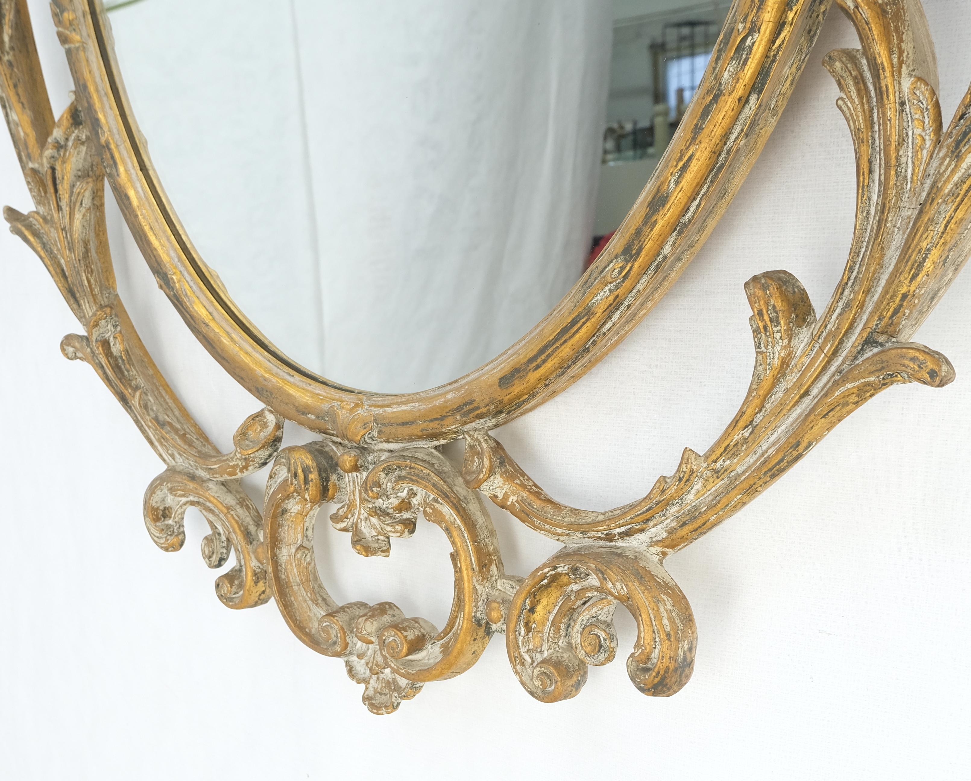 Gesso Pierced Wood Gold Leaf Frame Oval Round Rococo Wall Mirror c1920s MINT! For Sale 4
