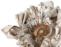 Gesso Sculpted Canvas with a Tuscan Scroll Fragment and Aragonite Crystals