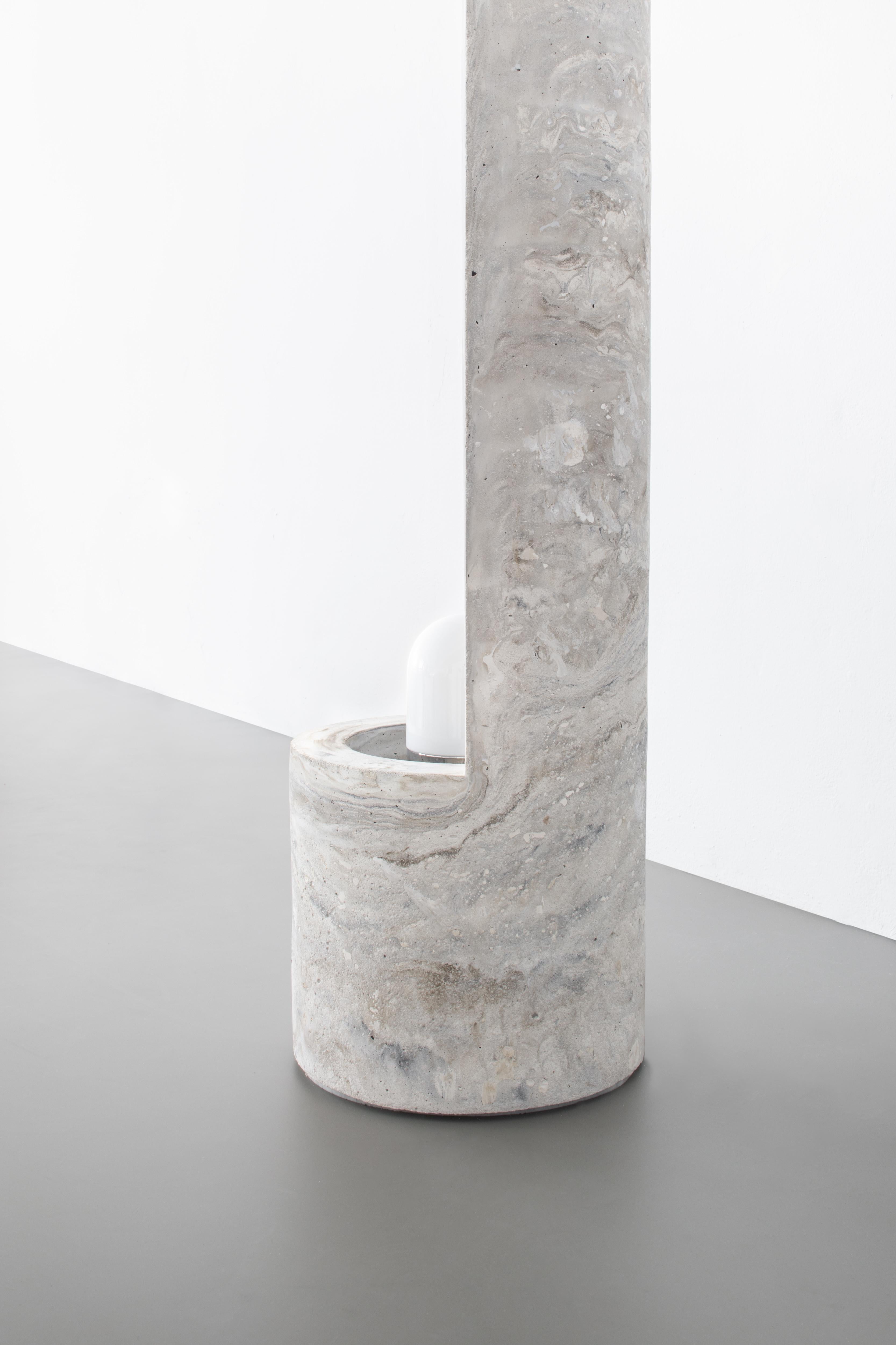 Concrete Gestalt Floor Lamp Signed by Frederik Bogaerts and Jochen Sablon