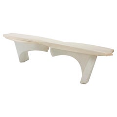 Gestural Modern Bench with Curved Concrete Legs and Wood top by Nico Yektai