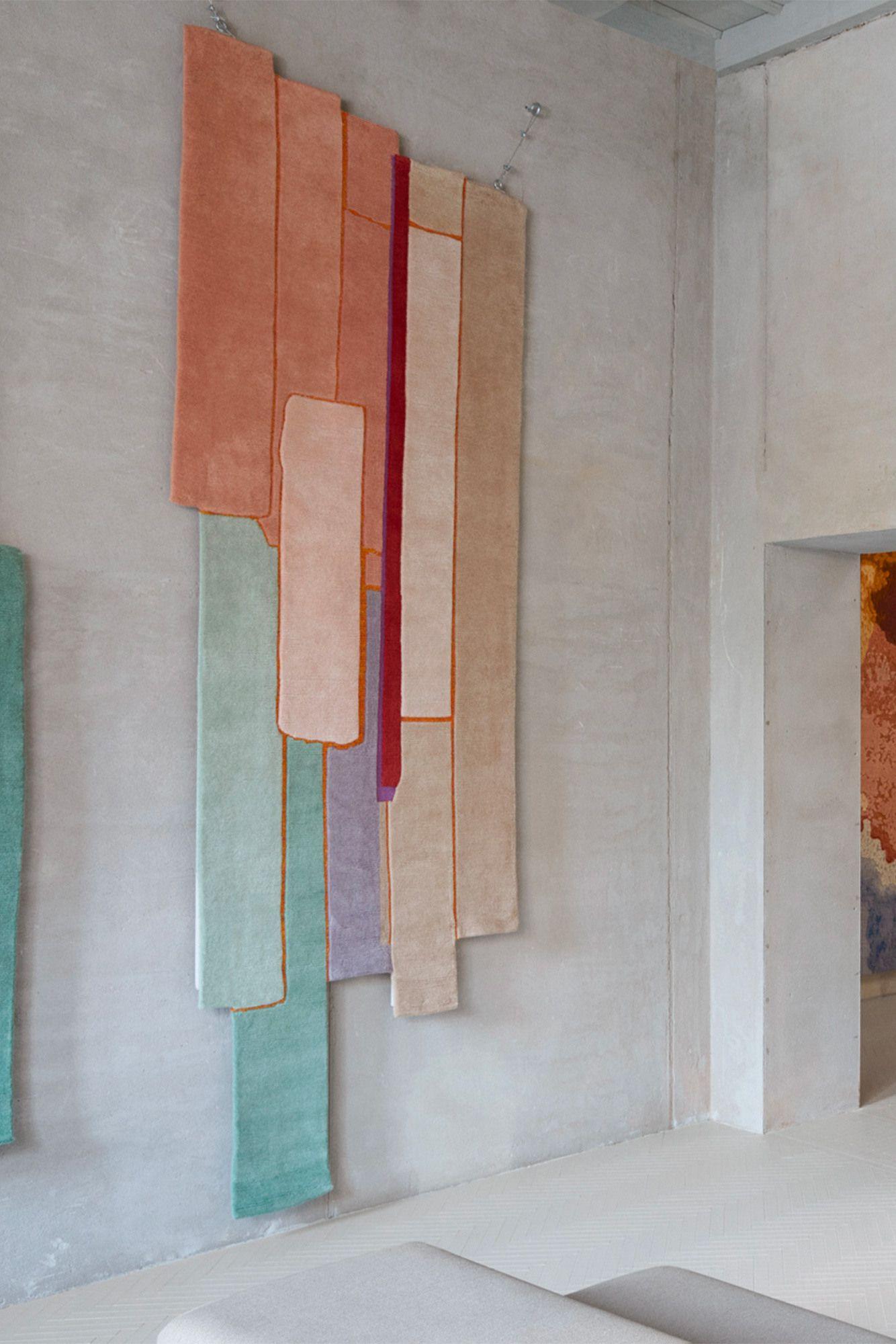 Geste cc-tapis  Patcha-Läufer, handgefertigt in voller Mint von Patricia Urquiola (Nepalesisch) im Angebot