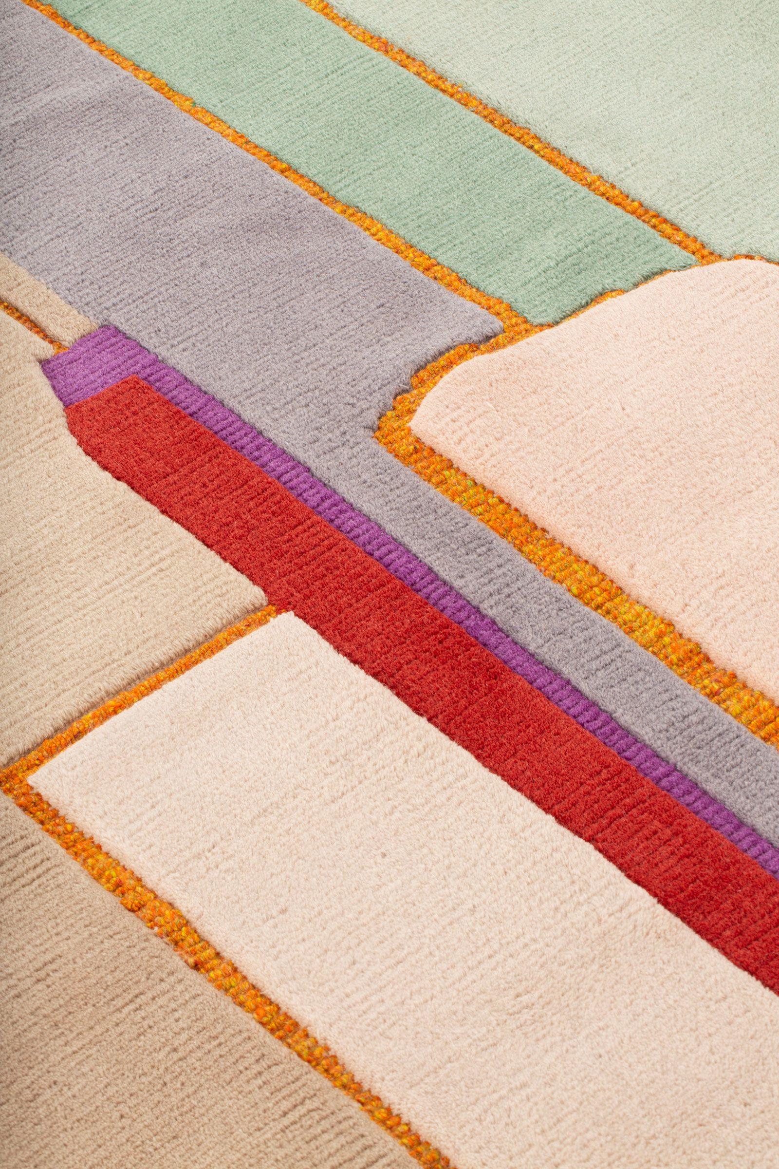 Geste cc-tapis  Patcha-Läufer, handgefertigt in voller Mint von Patricia Urquiola im Zustand „Neu“ im Angebot in Brooklyn, NY