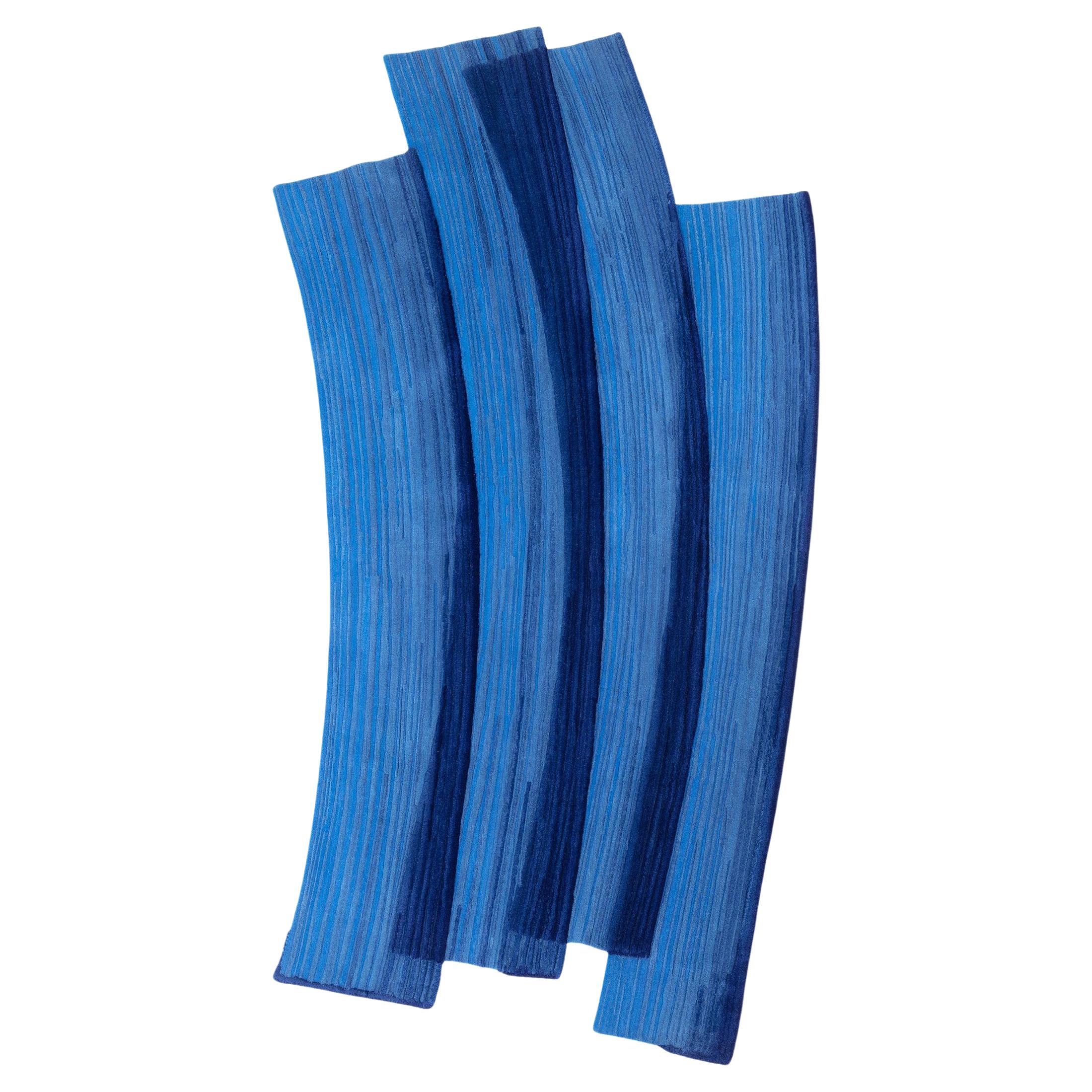 cc-tapis Stroke 1.0 Tapis bleu en laine fait à la main par Sabine Marcelis - EN STOCK en vente