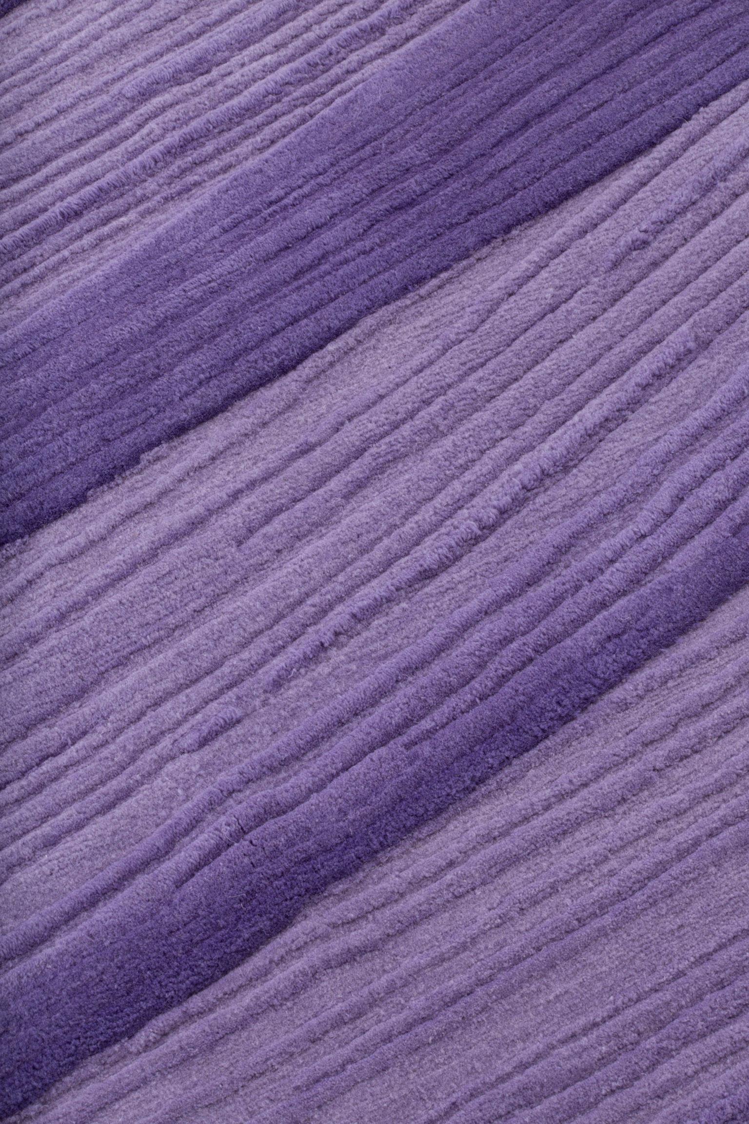 Nepalese cc-tapis Stroke 1.0 Handmade Violet  Rug in Wool by Sabine Marcelis  For Sale