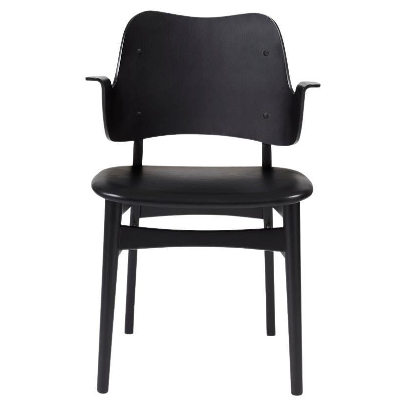 Gesture Chair Black Beech Black Leather by Warm Nordic For Sale