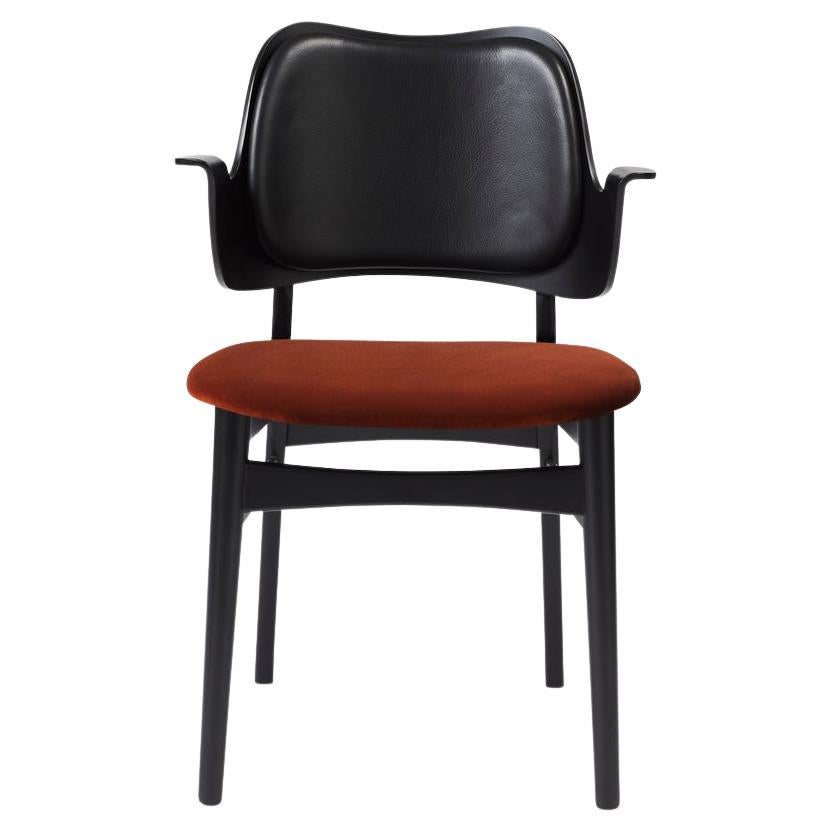 Gesture Chair Black Beech Brick Red Black Leather by Warm Nordic