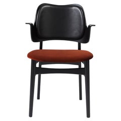 Gesture Chair Black Beech Brick Red Black Leather by Warm Nordic