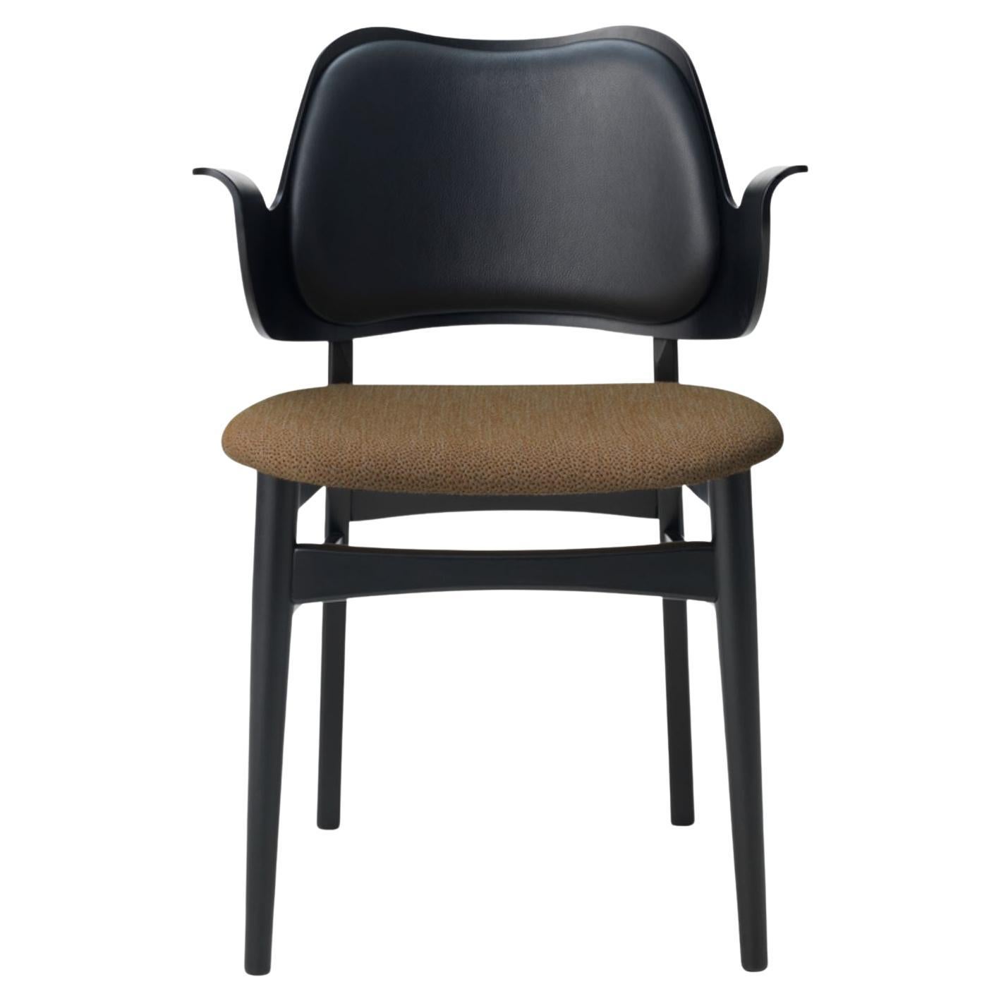 Gesture-Stuhl aus Teakholz, geöltes Eichenholz, schwarzes Leder, Cappuccino-Braun von Warm Nordic im Angebot