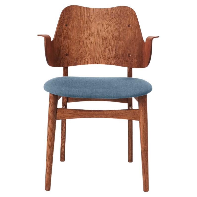 Gesture-Stuhl aus Teakholz, geölte Eiche und Denim in Blau von Warm Nordic im Angebot