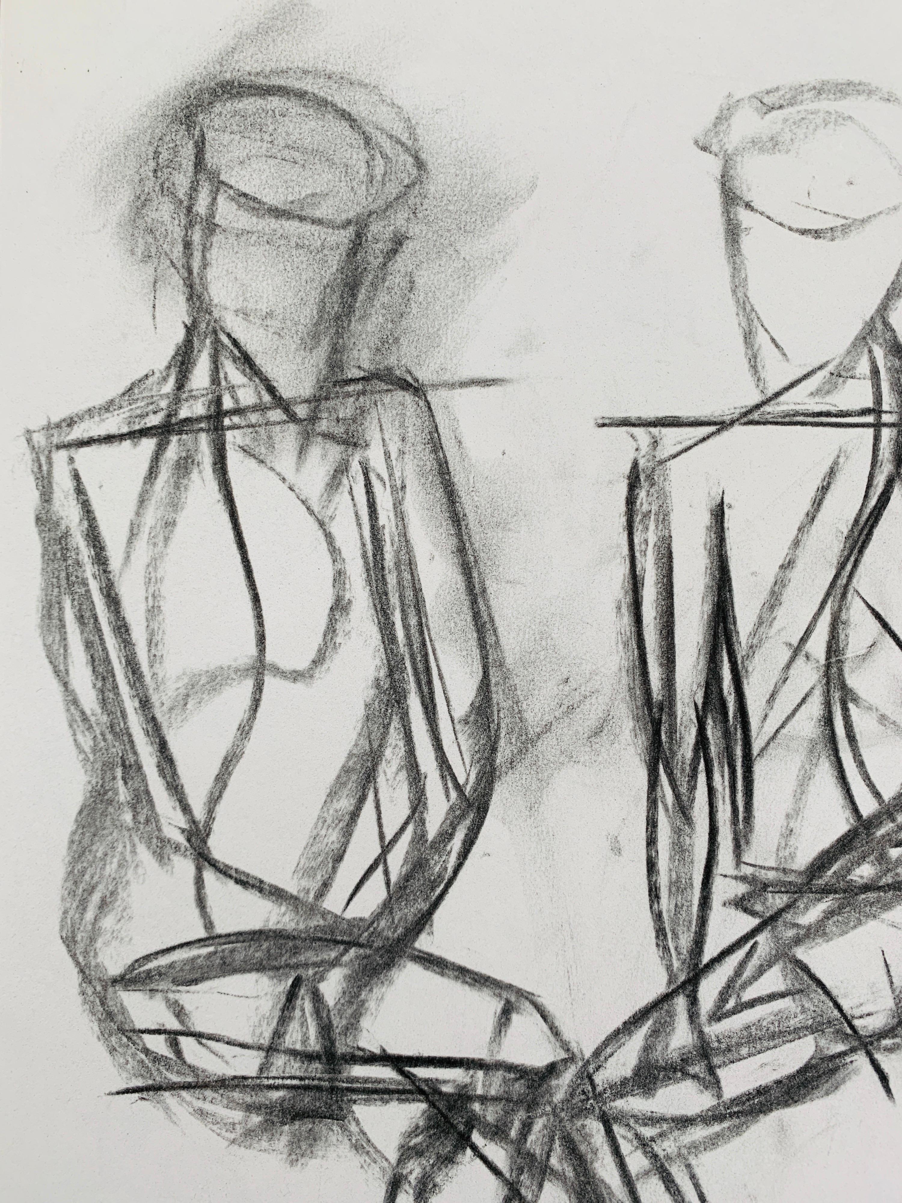 American 'Gesture Study 3' Charcoal on Paper by Tania Cruz, 2018 For Sale