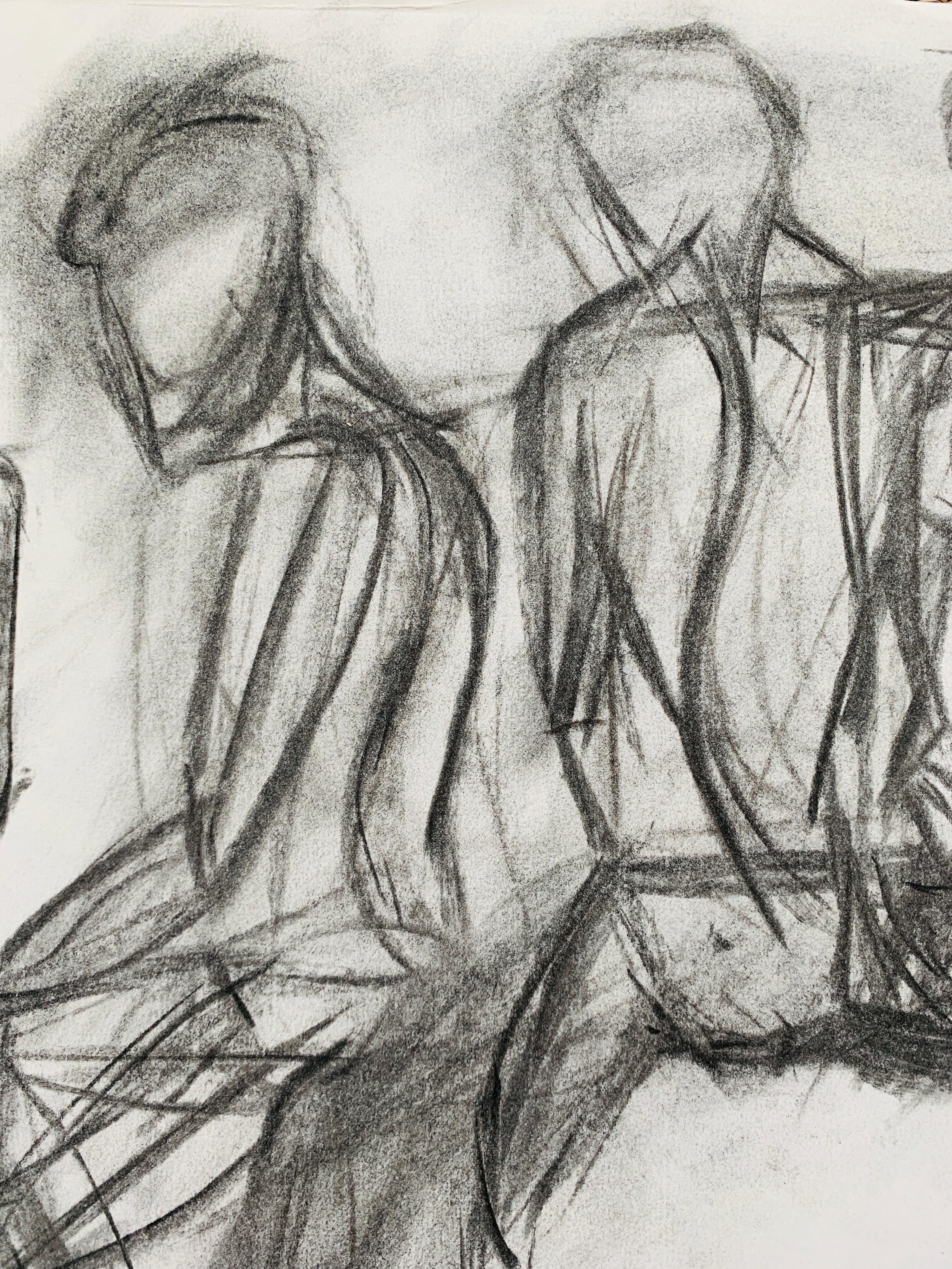 'Gesture Study 3' Charcoal on Paper by Tania Cruz, 2018 In Good Condition For Sale In Richmond, VA