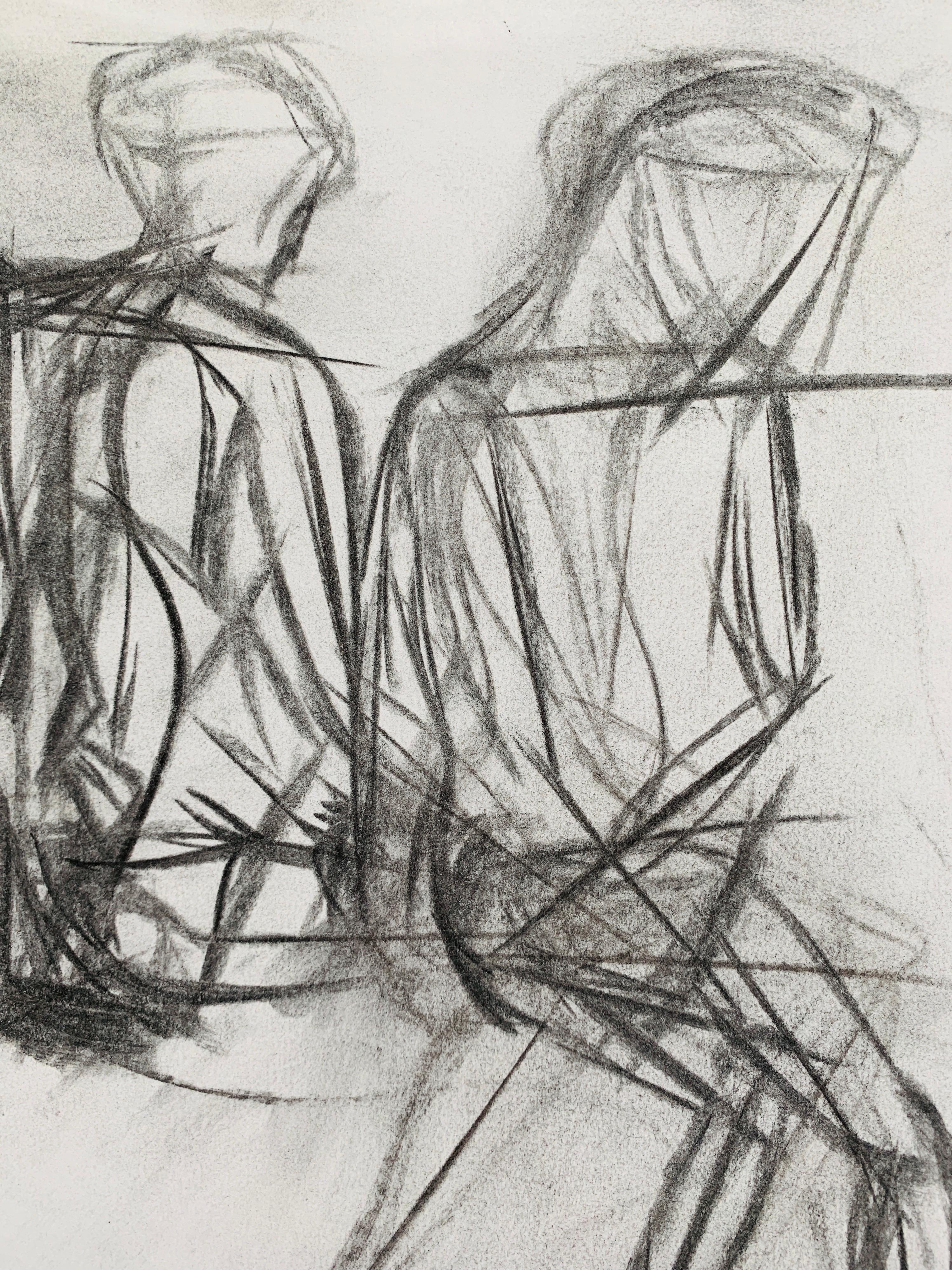 Contemporary 'Gesture Study 3' Charcoal on Paper by Tania Cruz, 2018 For Sale