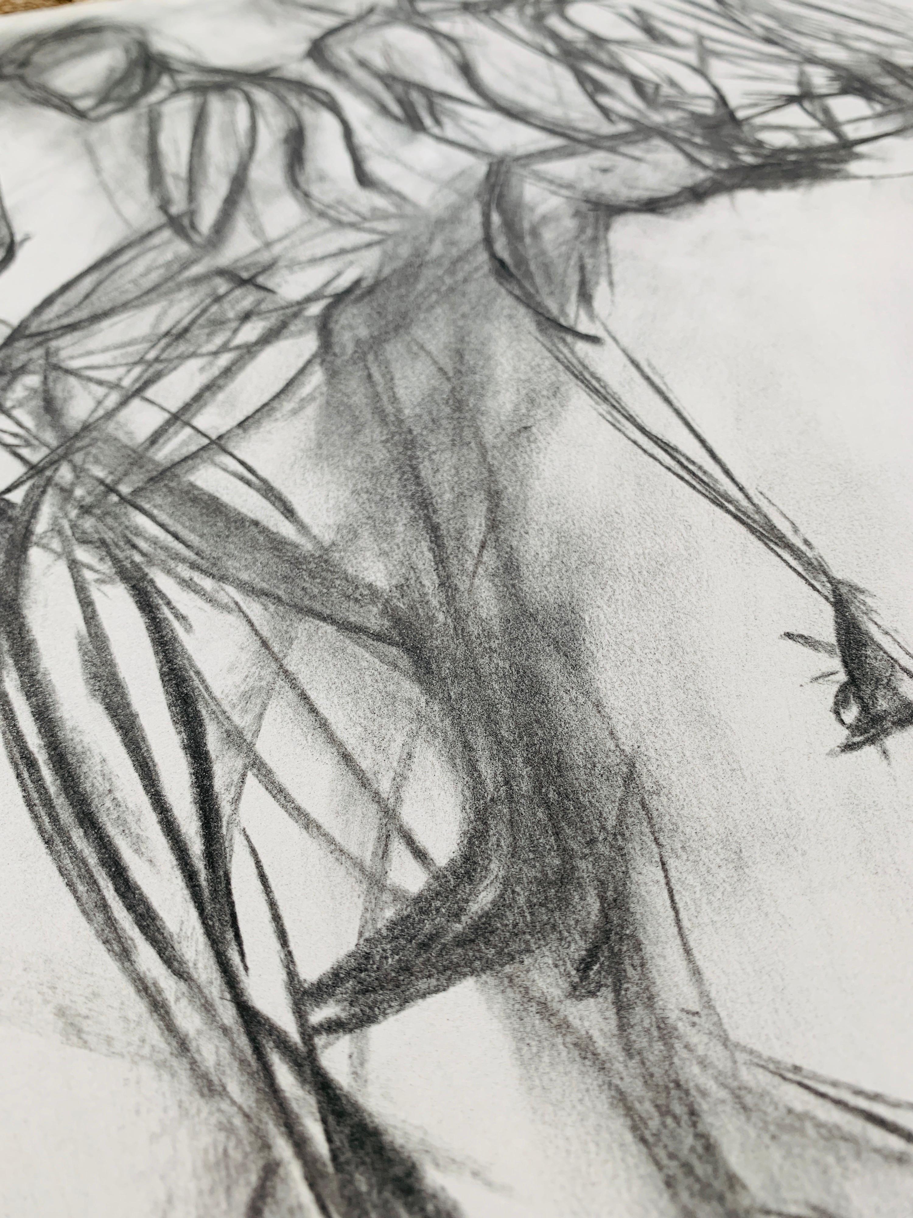 'Gesture Study 3' Charcoal on Paper by Tania Cruz, 2018 For Sale 1