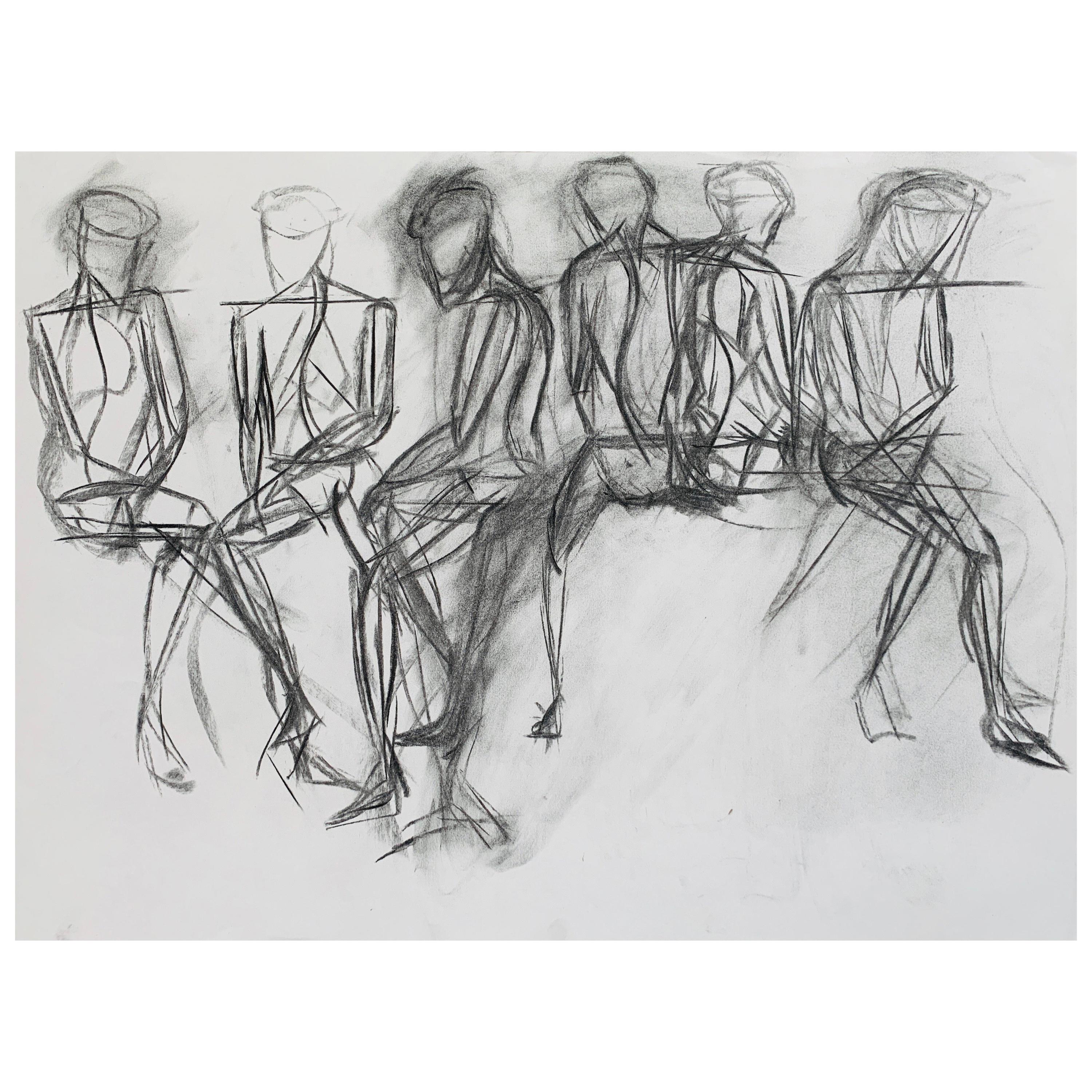 'Gesture Study 3' Charcoal on Paper by Tania Cruz, 2018 For Sale