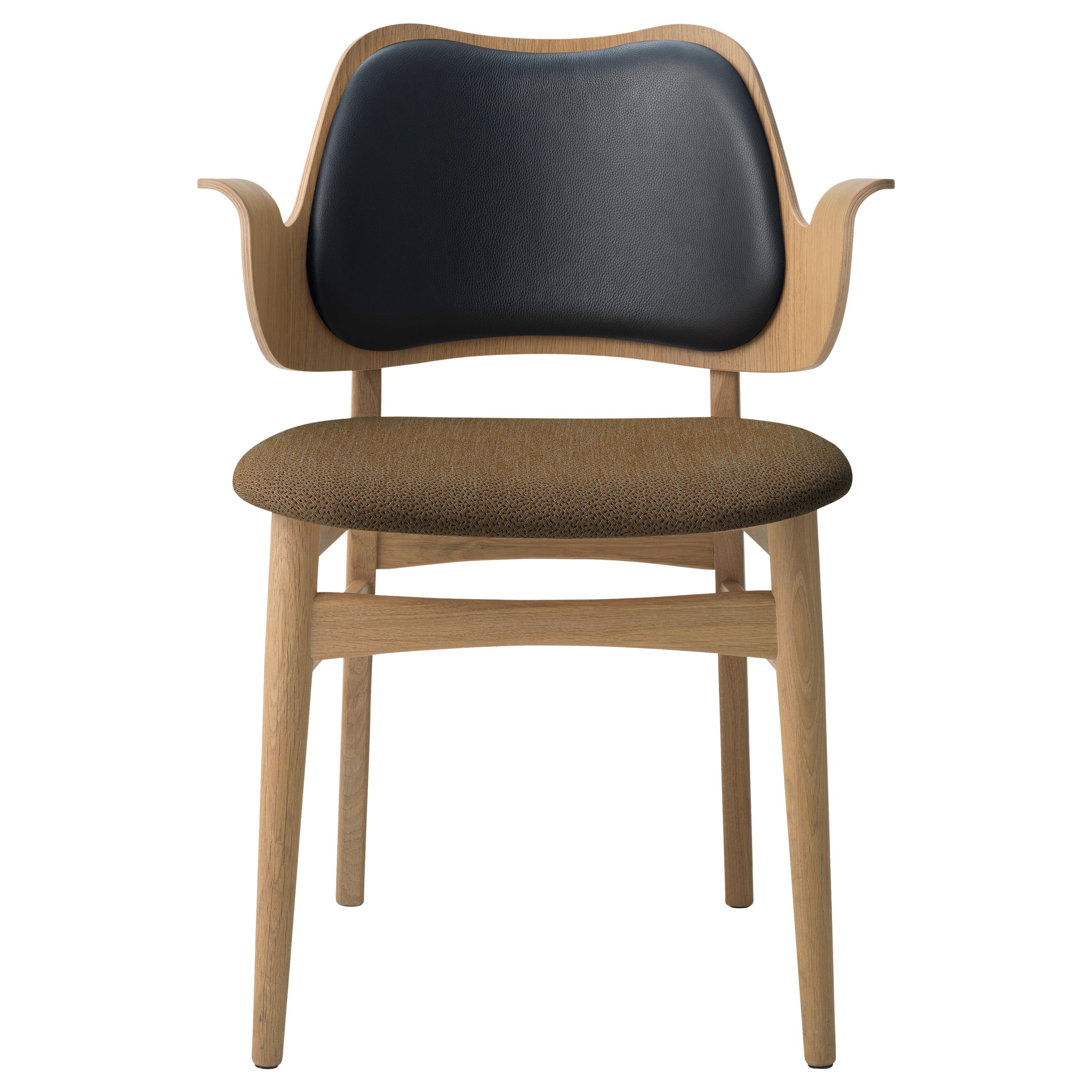 For Sale: Brown (Black/Sprinkles 274) Gesture Two-Tone Fully Upholstered Chair in Oak, by Hans Olsen from Warm Nordic