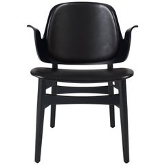 Gesture Upholstered Lounge Chair in Leather and Black Oak by Hans Olsen