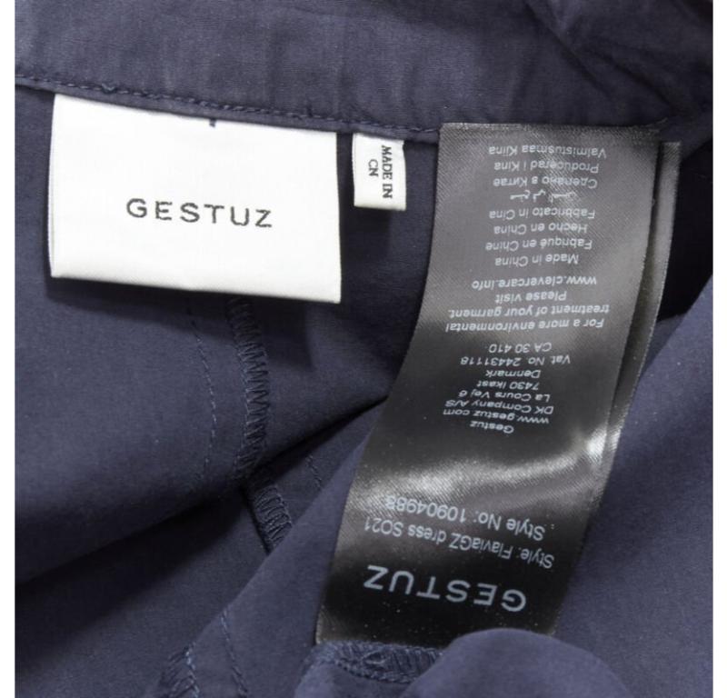GESTUZ FlaviaGZ Sky Captain navy blue silver stud button belted dress FR36 S For Sale 5