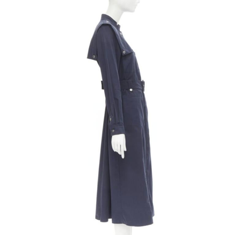 GESTUZ FlaviaGZ Sky Captain navy blue silver stud button belted dress FR36 S In Excellent Condition For Sale In Hong Kong, NT